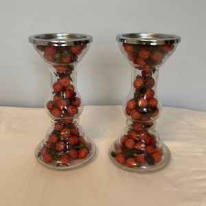 Pier 1 Imports glass pumpkin filled candle holders
